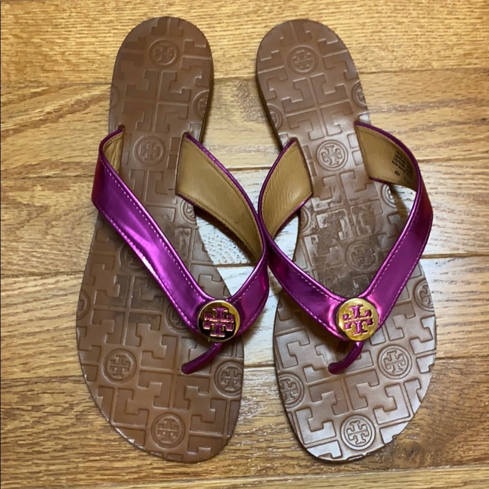 Purple Tory Burch Flip Flops